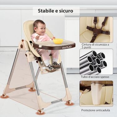 Дитячий стільчик для годування OUNUO Регульований і складний дитячий стільчик для годування Зростаючий дитячий стільчик для годува