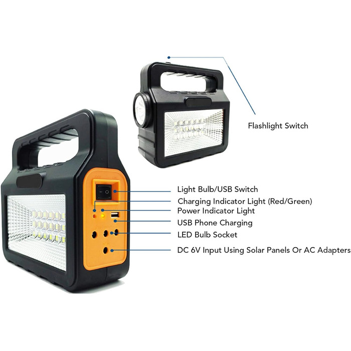 Сонячний генератор TOPINCN із сонячною панеллю та світлодіодними ліхтарями, портативна електростанція для кемпінгу, дому, аварійне джерело живлення на відкритому повітрі