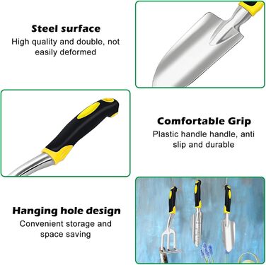 Набір садових інструментів 5 в 1 з нержавіючої сталі ручний совок, секатор, граблі, садові рукавички та аксесуари