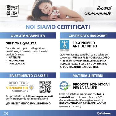 Матрац, 25 см, виготовлений з високощільної гелевої піни з ефектом пам&39яті, 60-65 кг/м, натуральний бамбуковий латекс, 70-75 кг/м, безперервні пружини, 7 зон, ортопедичний, гіпоалергенний, Latex Milano 160x200x25