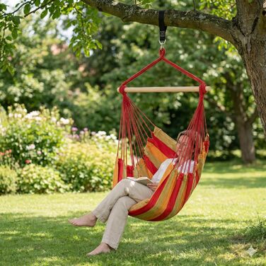 Підвісне крісло IB STYLE для саду, балкону - Зручне підвісне крісло, включаючи 2 подушки та комплект кріплення - Вантажопідйомність до 150 кг, тканинна поверхня з парусини 130x95 см, синій/зелений