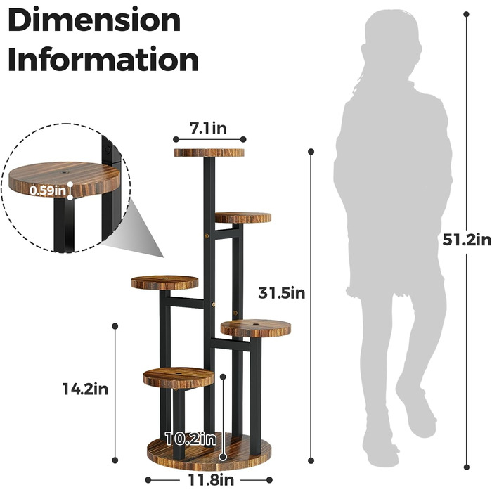 Дерев&39яна підставка для квітів Bamworld, підставка для рослин, полиця для рослин, зовнішня всепогодна 5-ярусна підставка, коричнева, декор для балкону, ґрунт для орхідей