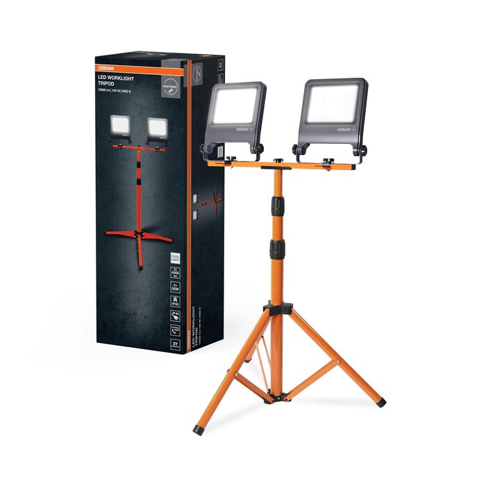 Світлодіодний прожектор Osram на штативі 2x50Вт, 4000К, сірий/темно-сірий, мережевий