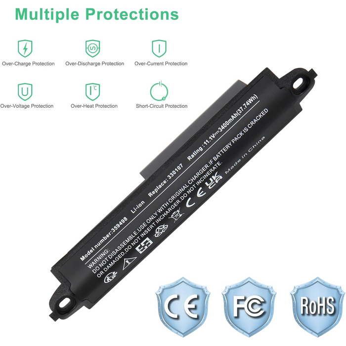 Акумулятор для Bose SoundLink III 330107 359498 330107A 359495 330105 330105A Замінний акумулятор для Bose SoundLink Bluetooth Mobile Speaker II 404600, 11.1V 3400mAh 359495