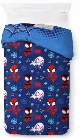 Комплект підковдри для однієї людини - включаючи наволочку 50x70 бавовна, теплу постільну білизну Marvel синього кольору - Павук і