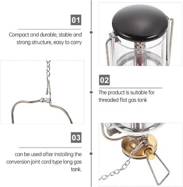 Газовий кемпінговий ліхтар Amosfun, портативний наметовий ліхтар, виготовлений з міцного матеріалу для аварійного освітлення на відкритому повітрі, сумісний з плоскими та довгими газовими балонами