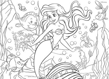 Пазли для дітей від 3 років - 4 х 48 елементів - 2 в 1 двосторонні зі спинкою для розфарбовування - Принцеси Діснея - Зроблено в І