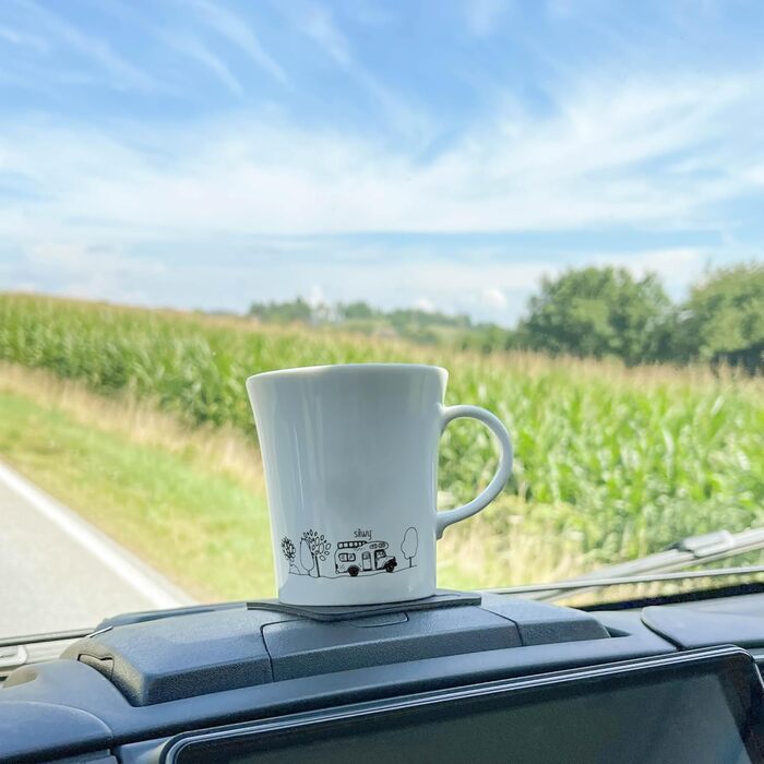 Порцелянові кружки з магнітними ручками silwy CAMPING (Набір з 2 шт.) вкл. дві металеві наногелеві подушечки ЧОРНОГО кольору - нековзні кружки для кемпінгу та караванів, аксесуари для човнів та яхт Кемпінг 2 шт. (1 упаковка)