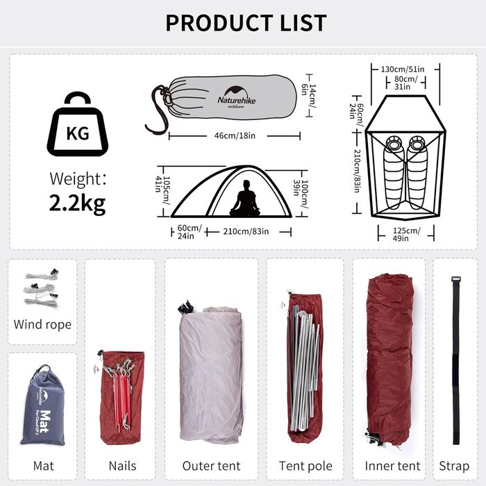 Ультралегкий намет Naturehike Cloud-Up 3, 3-місний рюкзачний намет для походів та кемпінгу, 20D сірий зі спідницею