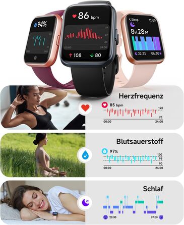 Розумний годинник для чоловіків та жінок, 1,8-дюймовий AMOLED-дисплей, розумний годинник з функцією телефону, Alexa, фітнес-годинник з серцевим ритмом, сном, SpO2, крокоміром, 110 спортивних режимів, водонепроникність IP68, спортивний годинник для iOS та 