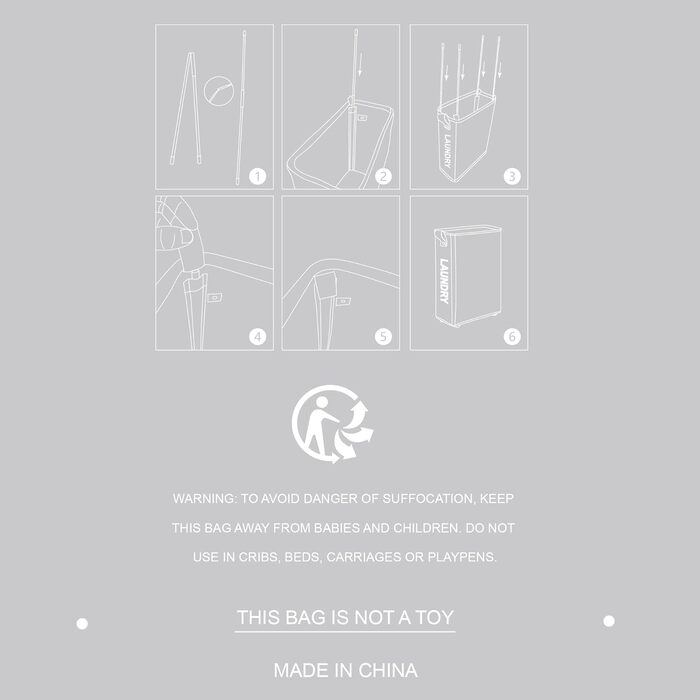 Дюймові великі складні кошики для білизни з колесом, складні мішки для білизни, мішок для одягу (темно-сірий, M) ONE-WAY Dark Grey