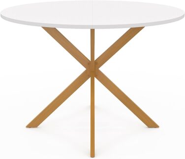 Круглий обідній стіл Gisele на 6 осіб, стільниця на ніжках-павуках, білий, 110 см