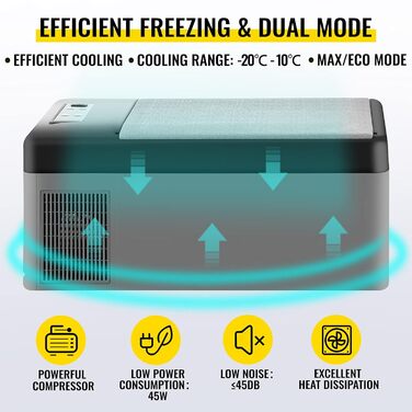 Портативний морозильний міні-холодильник електричний Cool Box, автомобільний Cool Box 15 л 98 x 320 x 260 мм Cool Box електричний 20 10 компресорний Cool Box, автомобіль, вантажівка, човен, будинок на колесах, кемпінг