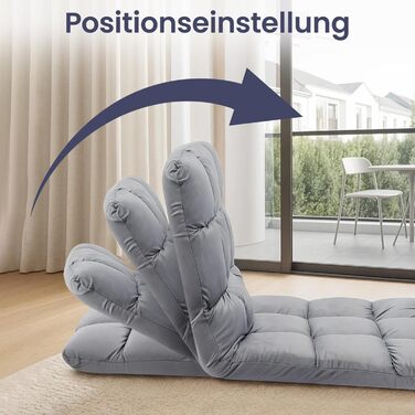 Розкладне крісло для підлоги, диван-лінивець з регульованою спинкою, крісло-реклайнер, складна поверхня для сидіння та лежання, розкладне крісло для підлоги, диван-лінивець, крісло-реклайнер для вітальні, офісу, для медитації (сірий)