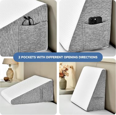 Ортопедична клиноподібна подушка для ліжка від апное сну з регульованою подушкою, клиноподібні подушки для кислотного рефлюксу, полегшення болю в спині, хропіння, підняття ніг з чохлом, що прається, сон після операції темно-сірого кольору без додаткової п