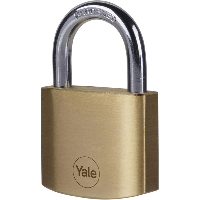 Замок навісний Yale Y110B/40/122/1, Стандартний, 40 мм, Латунь, Подвійне замикання, Загартована дужка Ø 6,3 мм, 3 ключі в комплекті, для шафок, інструментальних ящиків, шаф - 40мм, Стандартна дужка