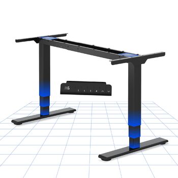 Каркас столу FLEXISPOT з регулюванням висоти, подвійний двигун та 3-рівневі ніжки, регулювання висоти 60-125 см, каркас столу зі світлодіодним дисплеєм висоти, 4 положення пам&39яті та захист від зіткнень (колір Nobel Black) EC5-Lite Black