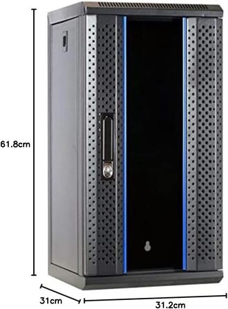 Дюймова серверна стійка - зі скляними дверима (ШxГxВ) 312x310x618 мм - Чорна - для домашнього та офісного використання 12U Чорний, 12U - 10-