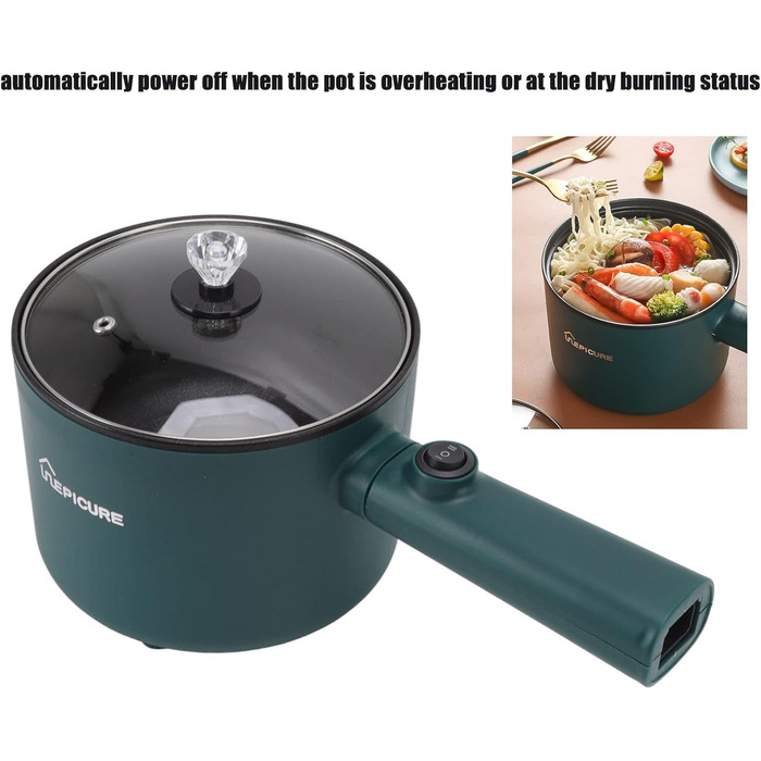 Електрична каструля з кришкою 1.8 л Електрична каструля з локшиною Мультиварка з кришкою Довга електрична плита для подорожей Гуртожиток Швидкий нагрівач Лопатка та яйце