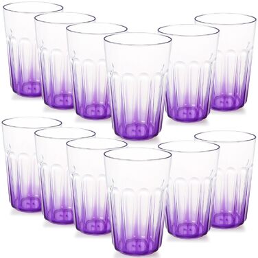 Пластикових стаканчиків по 350 мл - Стійкі стаканчики для дітей - Багаторазові пластикові стаканчики - Ідеально підходить для вечірок, активного відпочинку, кемпінгу - Фіолетові, 12