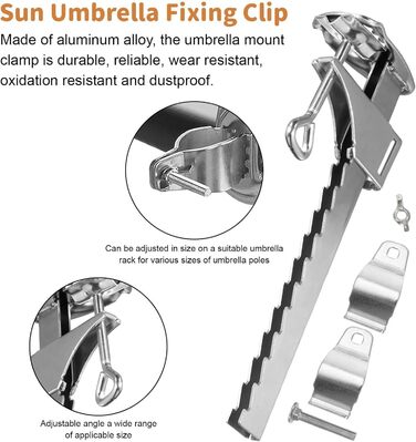 Тримач для парасолі, Затискач для парасольки, Тримач для парасольки з фіксованим затискачем, регульована товщина, Легке встановлення, Тримач для парасольки, Кронштейн для затискача парасольки для човнів, Двері багажника