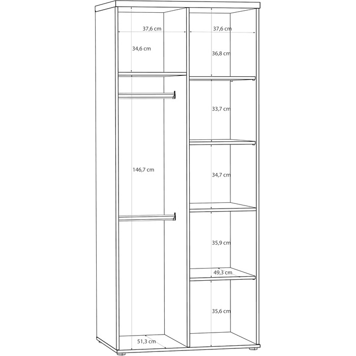 Гардероб Forte Winnie 80, рустикальна шафа з орними дверима, 2-дверна, полиці, простора, декор Old Wood Vintage під дерево/імітація бетону темно-сірий, 79,9 см завширшки x 189 см заввишки x 53,7 см темно-коричневий/сірий