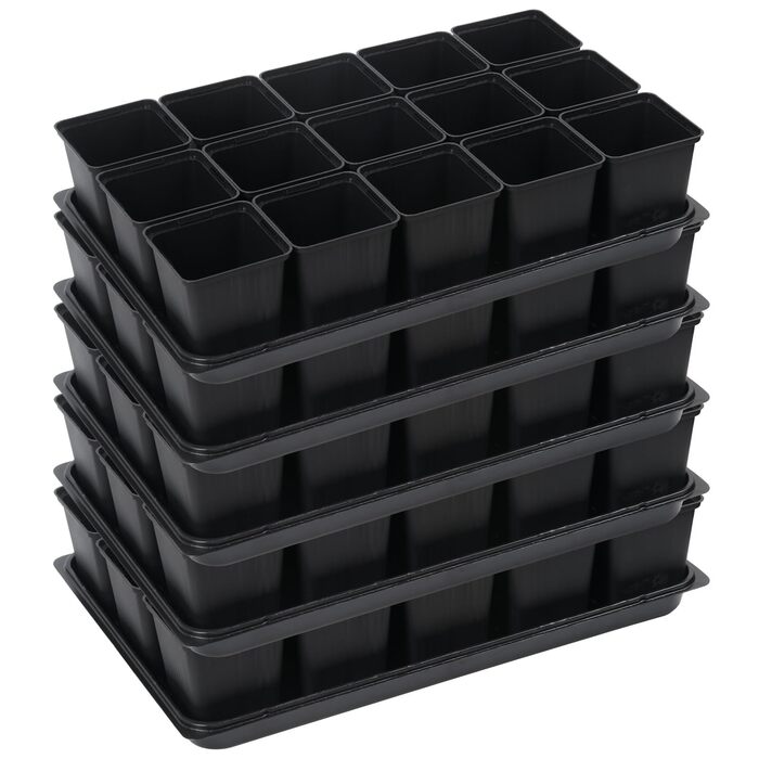 Горщики для розсади Tymar 15 шт. з блюдцями, квітковий горщик з лотками для посадки, з лотком, лотки для перенесення (горщики для розсади 9x9 блюдця, 5 шт.) 5 горщиків для розсади 9x9 блюдця