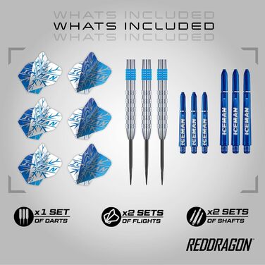 Набір дротиків RED DRAGON Professional Player Series зі сталевим наконечником, деками та держаками для дротиків Iceman