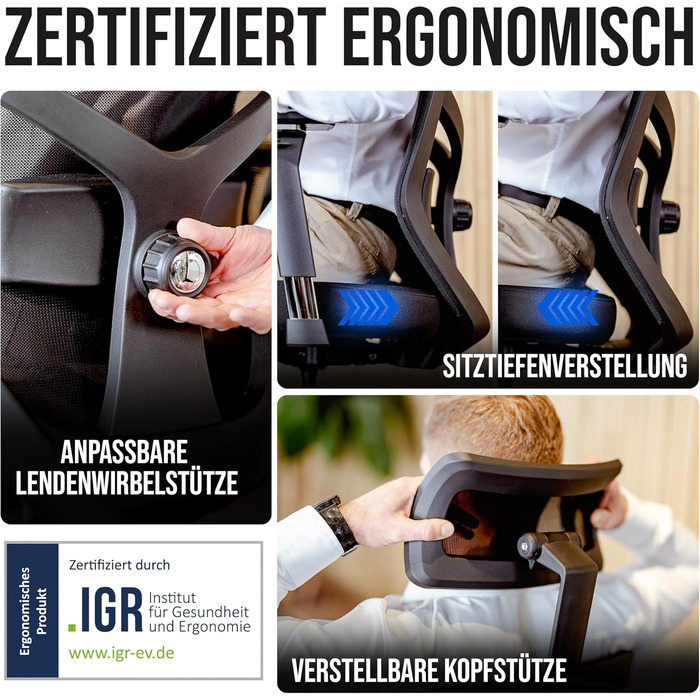 Ергономічне офісне крісло ПЕРЕМОЖЕЦЬ ТЕСТУ Коліщатка, що не подряпаються, повітропроникне Ергономічне робоче крісло Офісне крісло, вантажопідйомність 150 кг Комп&39ютерне крісло Обертове крісло Ергономічне офісне крісло, чорне