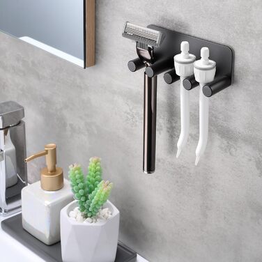 Тримач зубної щітки OETAMS Настінний тримач електричної зубної щітки Без свердління Тримач головки щітки Тримач зубної щітки з нержавіючої сталі Самоклеючий тримач головки зубної щітки чорний