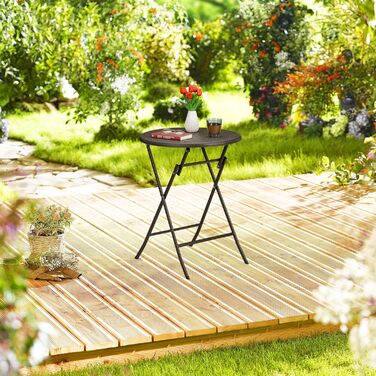 Садовий стіл Relaxdays під ротанг, круглий, ВxГ 75 x 60 см, коричневий Балконний стіл, вуличний стіл, пластик та метал