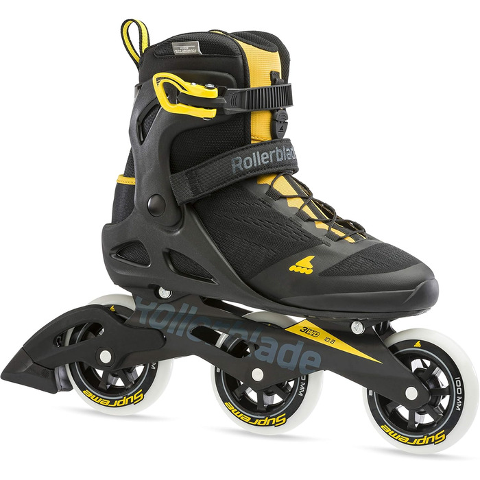 Роликові ковзани Macroblade 100 3WD чоловічі фітнес, чорно-шафраново-жовті, Performance Inline Skates 9 BLACK/SAFFRON YELLOW