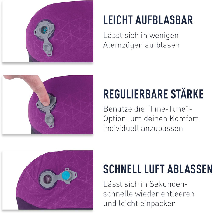 Поперекова опорна подушка Aeros преміум-класу - Надувна опорна подушка - Полегшення для попереку - Тканина 50D поліестеру - Компактна дорожня сумка - Робота, подорожі та поїздки на машині - Темно-синій - 93 г