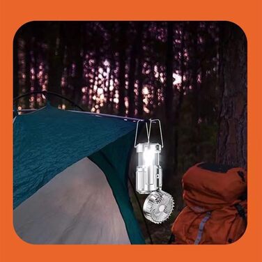 Портативний світлодіодний кемпінговий ліхтар Civicy 5-в-1 з USB-живленням для економії енергії, виготовлений з ABS-пластику, з сонячною батареєю та зарядкою від USB, сріблястий