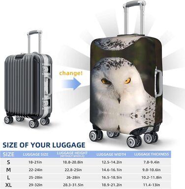 Чохол для валізи Засніжені совині очі з еластичною тканиною, захисний від подряпин та пилу, чорний, розмір 85