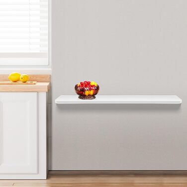 Настінний розкладний стіл, обідній стіл з МДФ, комп&39ютерний стіл для кухні, вітальні, маленький, плаваючий стіл, компактний (80 x 50 x 1,6 см, білий) Білий 80x50x1,6 см