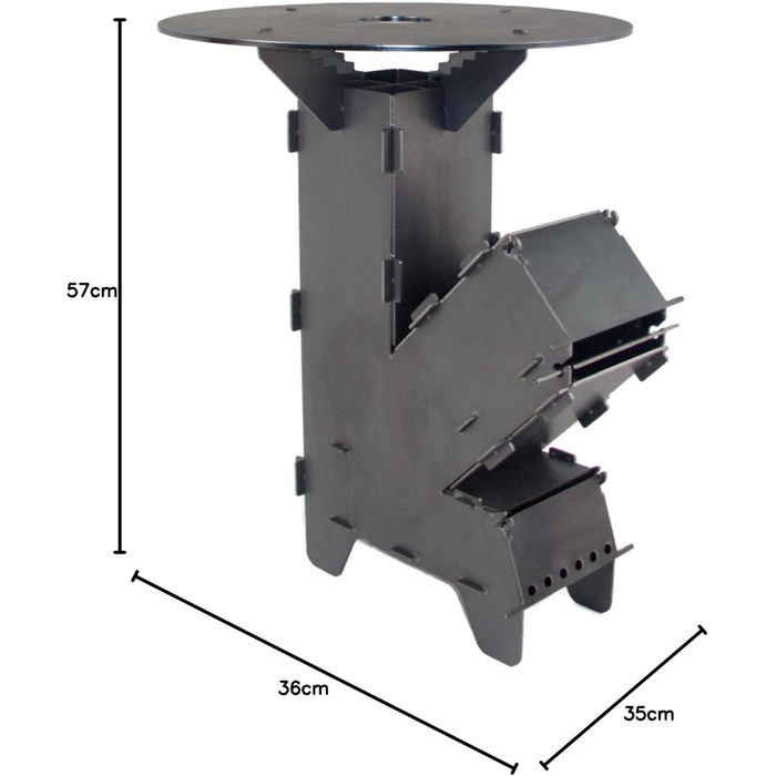 Піч-ракета Fire World з грилем 5 мм, система підключення до мережі, виготовлена з міцної сталі товщиною 3 мм, чаша для вогню, барбекю, дров&39яна піч-ракета, кемпінг, кемпінгова плита, кемпінговий гриль. Зроблено в Німеччині.
