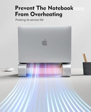 Підставка для ноутбука на стіл, ергономічна, алюмінієва, з вентиляцією, сумісна з MacBook Air/Pro, Dell XPS, HP (1117,3 дюйми), срібляста ідеально для домашнього офісу Z-silver