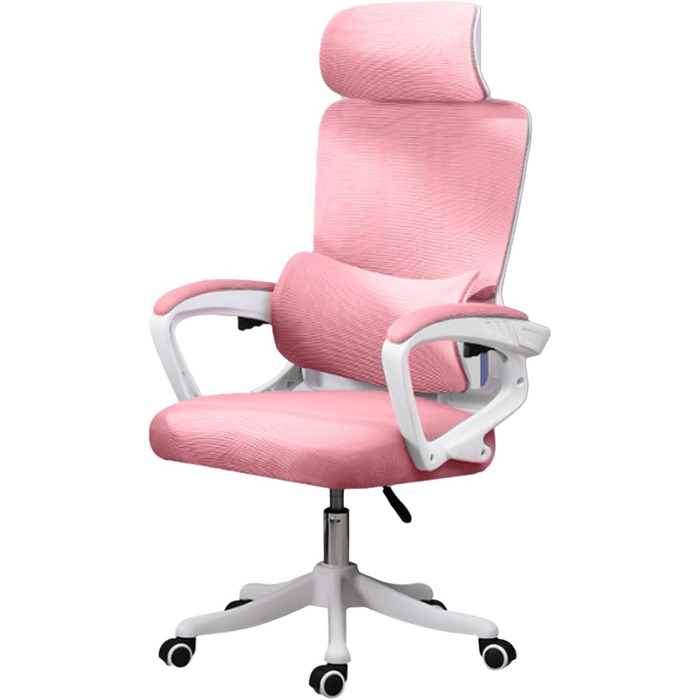 Ігрове крісло KIMISS з поперековою опорою, ергономічне крісло, багатофункціональне підйомне крісло для дому, навчання, офісу, комп&39ютерних ігор (РОЖЕВЕ)