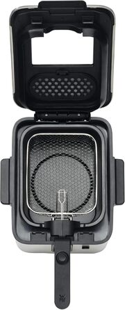 Міні-фритюрниця з жиром/олією, міні-фритюрниця з картоплерізкою, 1000 Вт, знімний контейнер для олії, для хрусткої картоплі фрі, матова нержавіюча сталь матова