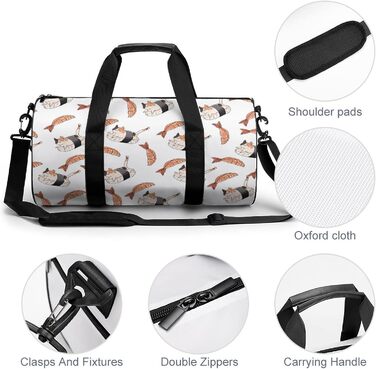 Дорожня сумка-рол Милий котик-суші, спортивна сумка для чоловіків та жінок, сумка-мішок, спортивна сумка