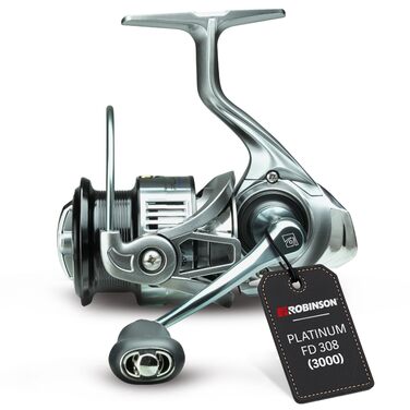 Котушка для спінінгу Robinson з 8 кульковими підшипниками - антиреверс - графітовий корпус - алюмінієва шпуля - передавальне число 5.21 - гальмівний вал 8 кг - котушка для спінінгу - Platinum 3000