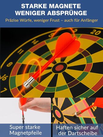 Магнітна мішень для дартсу BATURU для дітей віком від 4 років, двостороння магнітна мішень для дартсу з 12 безпечними дротиками, подарунок для хлопчиків на дні народження та Різдво, ігри в приміщенні/на вулиці