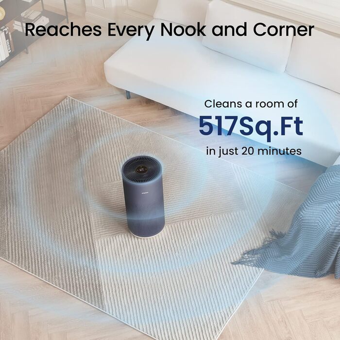 Очищувач повітря Smartmi Air Purifier 2 для дому, великих приміщень, тихий, справжній фільтр HEPA для пилу, диму, цвілі, пилку та алергенів, дезінфекція УФ-світлом із Smart Control
