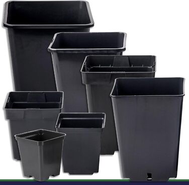 Горщики для розсади, Горщики для рослин, 5,6 л, Чорні, 23 см, Квіткові горщики, Кашпо, 20 шт.