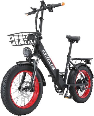 Електричний велосипед KETELES Folding E-Bike 20 дюймів, літієва батарея 48В 18Ач, складний міський електровелосипед з жировими шинами 4', гідравлічне гальмо, для дорослих, чоловіків, жінок. чорний