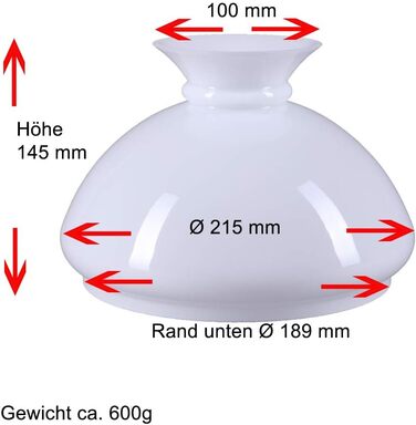 Скло лампи Ø 189мм Змінне скло Гасова лампа Скляний абажур Скло лампи E27 Білий