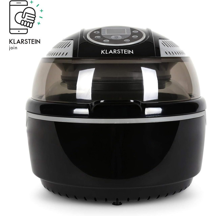 Фритюрниця Klarstein VitAir у фритюрі, 1400 Вт, смаження без жиру випічка гриль смаження, галогенний інфрачервоний нагрівальний елемент, автоматичний, антипригарне покриття, чорний класичний чорний