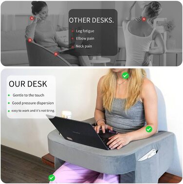 Стабільна ігрова подушка для колін, гра сидячи в ліжку, м&39яка подушка для колін для дорослих, зручна подушка для відпочинку, подушка для читання, сірий колір