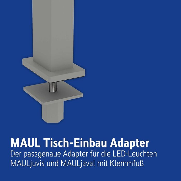 Світлодіодний затискач Maul Light Датчик MAULjaval Робоче світло з регулюванням яскравості для офісу Енергозберігаюча та зручна лампа з настільним затискачем з колірною температурою 4000К (Сріблястий - перехідник, затискна лапка)